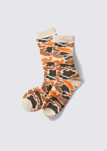 Chaussettes Crew Camo - Beige et Orange