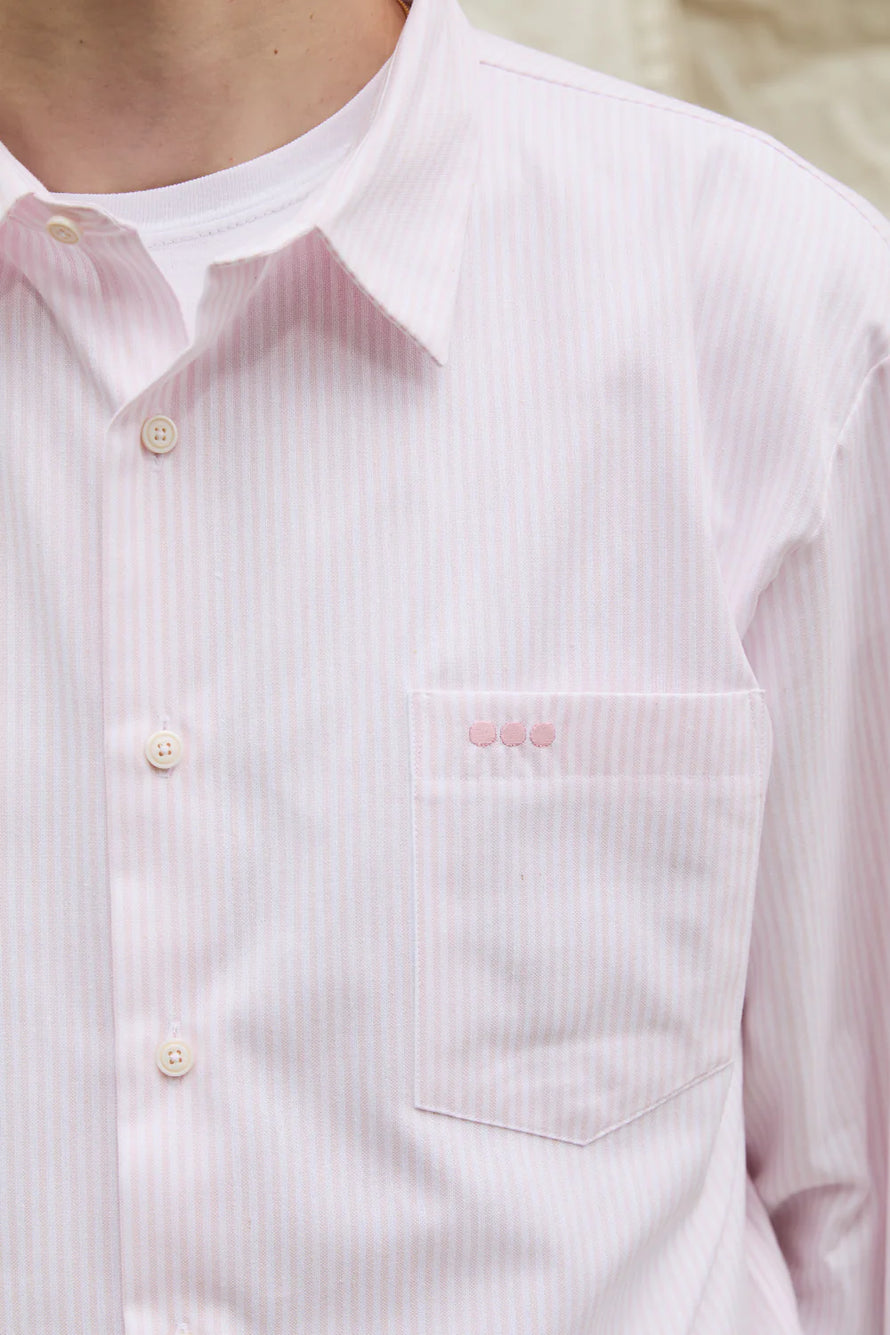 Chemise Oxford à rayures- Rose