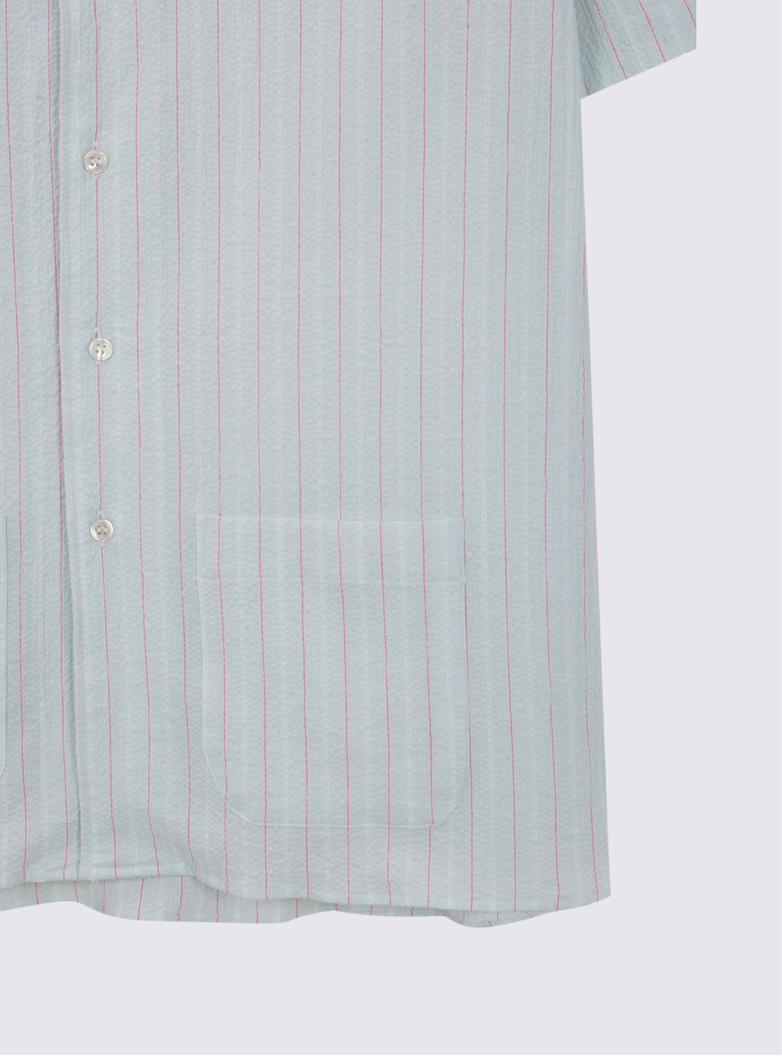 Chemise rayée à manches courtes en seersucker- Vert Pâle