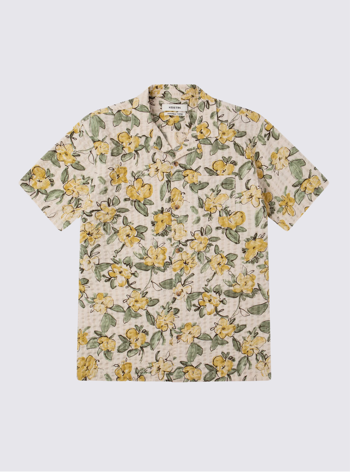 Chemise à manches courtes Crammond en seersucker fleuri - Ecru