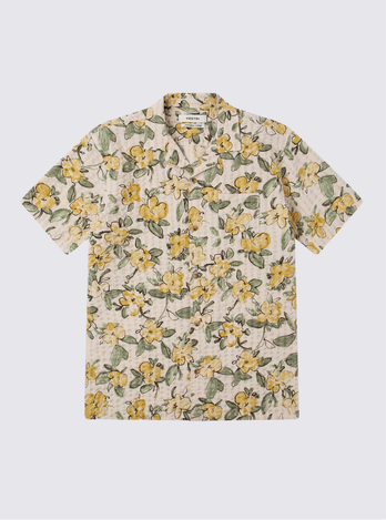 Chemise à manches courtes Crammond en seersucker fleuri - Ecru