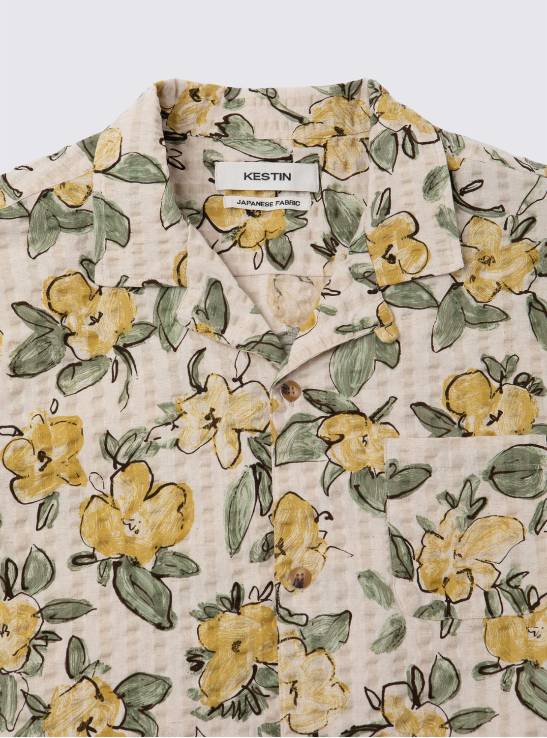 Chemise à manches courtes Crammond en seersucker fleuri - Ecru