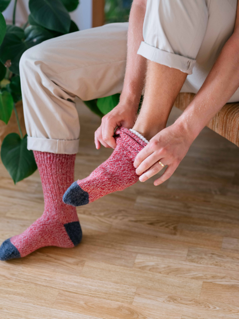 Chaussettes longues alpaga - rouge