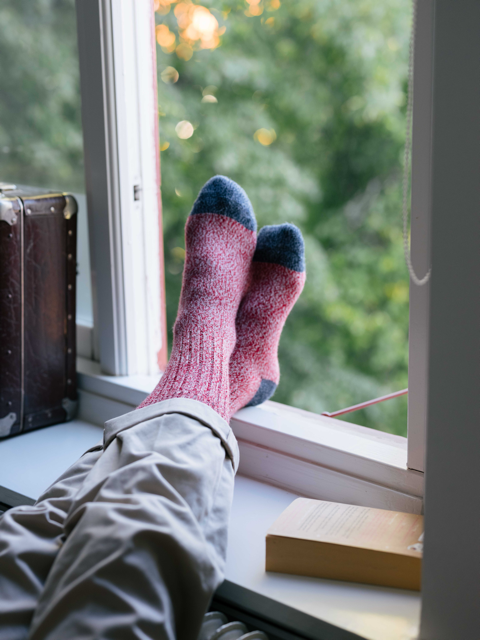 Chaussettes longues alpaga - rouge