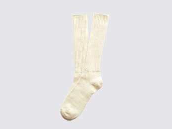 Chaussettes longues non teintes et alpaga - Ecru