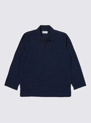 Chemise de peintre anglais Smock en herringbone - indigo