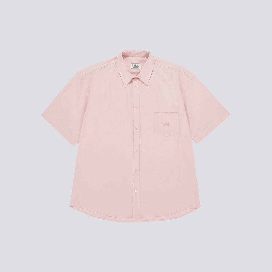 Chemise à manches courte relaxed en seersucker - Rose clair